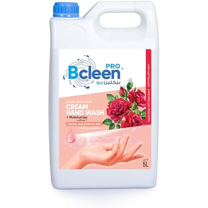Bcleen سائل غسيل اليدين مع إعادة تعبئة برائحة الورد المرطبة، 5 لترات - Image 1